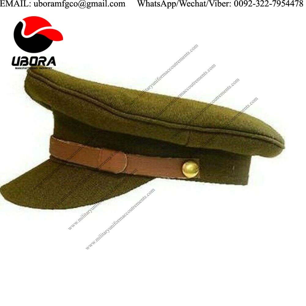 WWII Style Khaki bullion wire  Peaked Hat Military Officers Reproduction High Quality navy cap visor